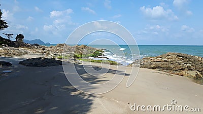 Beautiful beach and rock at Khanom beach Stock Photo